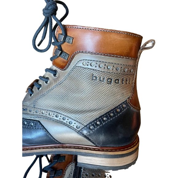 Bugatti Boots Marcello Brogue Mens Shoes Boots 42 NWOT Bew Gray Black Leather - Picture 7 of 10